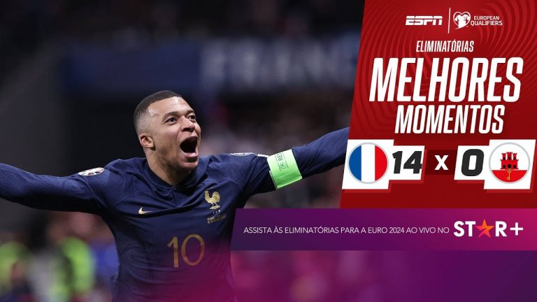 França 14 x 0 Gibraltar pelas Eliminatórias da Euro: melhores momentos do show de Mbappé e companhia