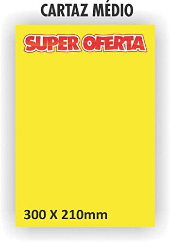 Cartaz Para Marcacao Oferta Medio 30x21cm. Amarelo , Pacote com 10 Grespan, Multicor