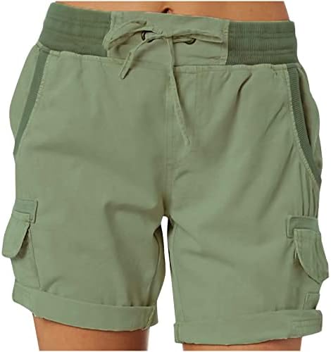 BFAFEN Short cargo feminino folgado casual cor sólida cordão cintura shorts com bolsos verão caminhada shorts