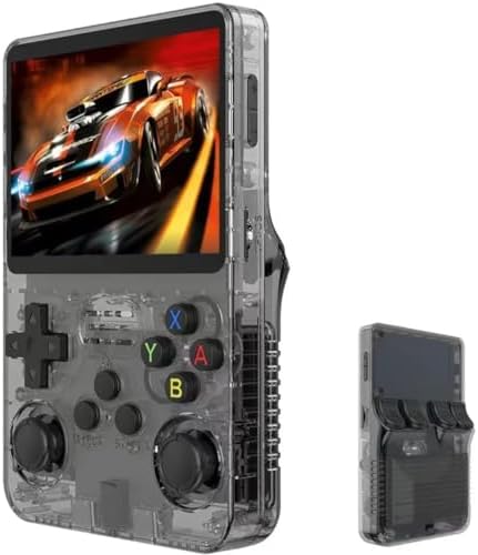Video Game Mini Game Console de bolso para jogos RG36S, cartão TF de 64 GB integrado, tela IPS de 3,5 polegadas, sistema Linux retrô, suporte a mais de 5400 jogos clássicos, gamepad sem fio 2.4G, TV, monitor – Preto.