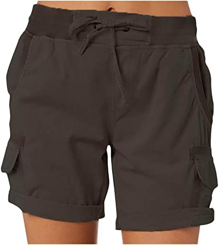 BFAFEN Short cargo feminino folgado casual cor sólida cordão cintura shorts com bolsos verão caminhada shorts