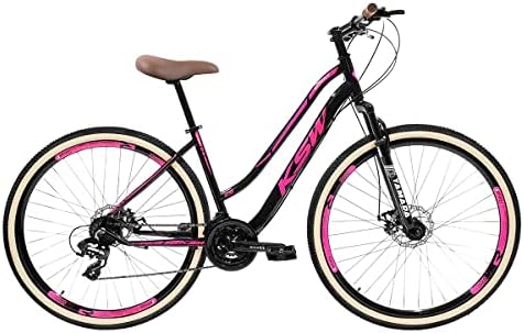 Bicicleta KSW Sunny Feminina em Aluminio Aro 29 Rebaixada Retro 21 Marcha Relação 3x7com Freio a Disco e Suspensão de 80mm