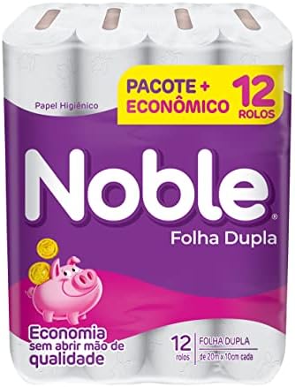 Noble – Papel Higiênico, Folha Dupla, Neutro, 12 Rolos De 20M