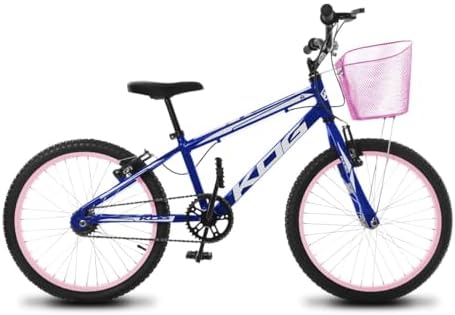 Bicicleta Alumínio KOG Infantil Feminina Aro 20 KOG Com Cestinha com Freios V-Brake