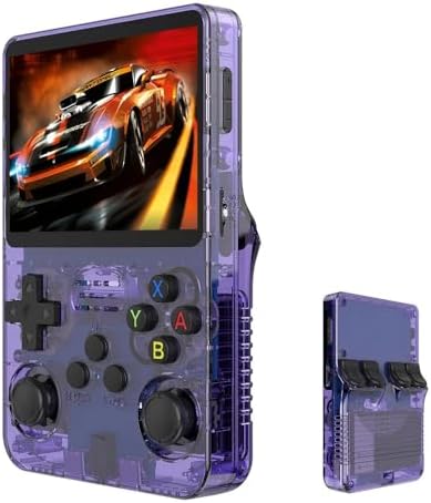 Video Game Mini Game Portátil Console de bolso para jogos RG36S, Cartão TF de 64 GB integrado, tela IPS de 3,5 polegadas, sistema Linux retrô, suporte a mais de 5400 jogos clássicos retrô, gamepad sem fio 2.4G – Roxo.