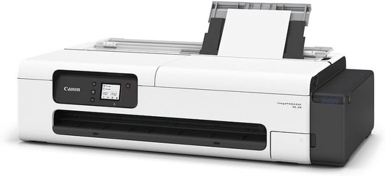 Canon ImagePROGRAF TC-20 24" Impressora de pôster e plotter de grande formato – Alimentador automático de papel de folha de rolo e corte, enviado com 280 ml de tinta – USB, Wi-Fi, LAN, branco