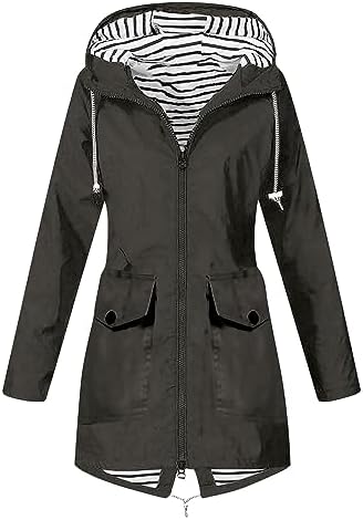 Jaqueta de chuva feminina, impermeável, leve, corta-vento, plus size, com zíper frontal, capa de chuva para uso ao ar livre