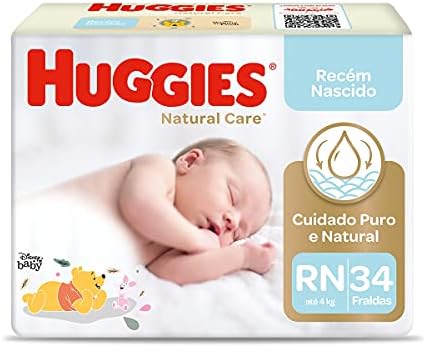 Huggies NATURAL CARE RN – Fralda recém-nascido, 34 unidades