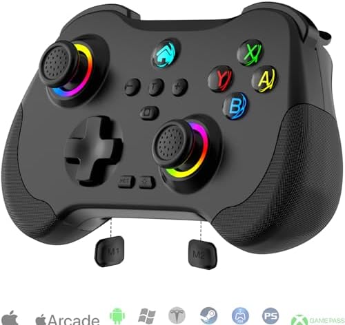 Gaming Controller for iPad/Android Tablet/Phone/Tesla/PC/PS4/Switch/iPhone Gamepad: Supports Cloud Gaming, Streaming on PS5/Xbox/PC, Game Joystick with Hall Linear Trigger/Rocker, Back Button/Turbo