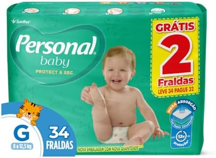 Personal Fralda Baby Protect&Sec Grande 1X34Pads