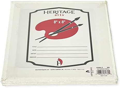 Heritage Arts CP30413 Conjunto de 3 painéis de tela, 198 g, 20 x 20 cm; montado em placa PDF; envolto individualmente retrátil; 100% livre de ácido; superfície de acabamento de dente leve