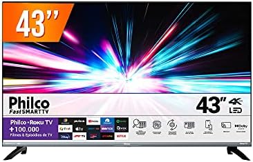 Smart TV LED 43″ Ultra HD 4K Philco Roku PTV43G70R2CSGBL 4 HDMI 2 USB Wi-Fi Bivolt