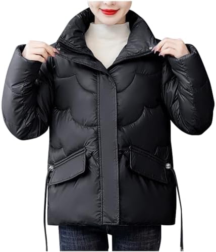 Jaqueta feminina curta com bolhas, casacos acolchoados quentes de inverno, plus size, jaquetas anoraque para clima frio