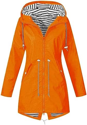 Jaqueta de chuva feminina, impermeável, leve, corta-vento, plus size, com zíper frontal, capa de chuva para uso ao ar livre