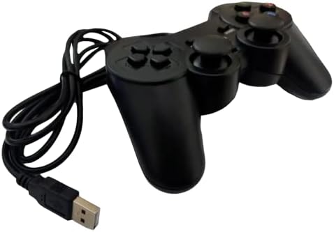Controle Compatível Com PlayStation 2 Com Fio Para Video Game Com Vibração E Conexão USB Analógico Compatível Com Computador Preto LINHA PREMIUM DUPIN