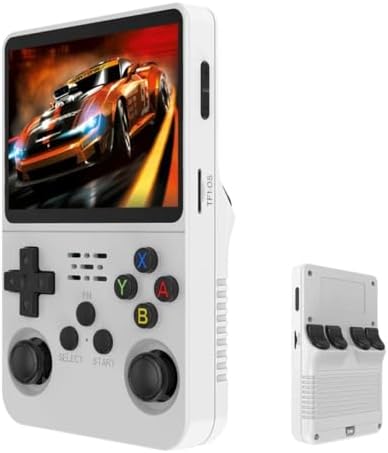 Video Game Mini Game Portátil Console de bolso para jogos RG36S, Cartão TF de 64 GB integrado, tela IPS de 3,5 polegadas, sistema Linux retrô, suporte a mais de 5400 jogos clássicos, gamepad sem fio 2.4G, TV, monitor – Branco.