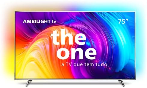 Smart TV 75″ 4K 120 Hz Philips THE ONE, Google TV, Ambilight, P5, DTS Play-Fi, Freesync, Dolby Vision Atmos, 50W RMS 2.1-75PUG8807/78