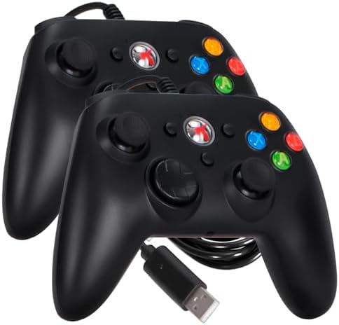 Kit 2 Controle Xbox 360 USB com Fio Joystick Video Game Analógico Vibratório Pc Computador Notebook Mac
