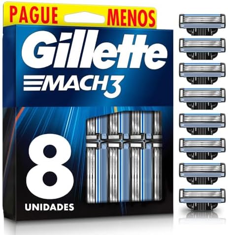Gillette Mach3 – Carga para Aparelho de Barbear, Leve 8 Pague 6 (o pacote pode variar)