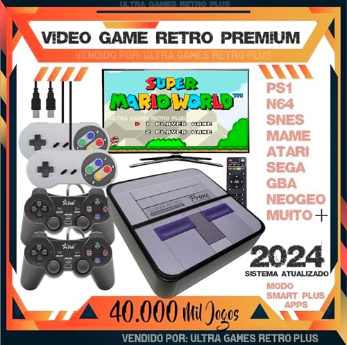Vídeo Game Retro Prime com 4 Controles + 40.000 mil jogos Clássicos Retro