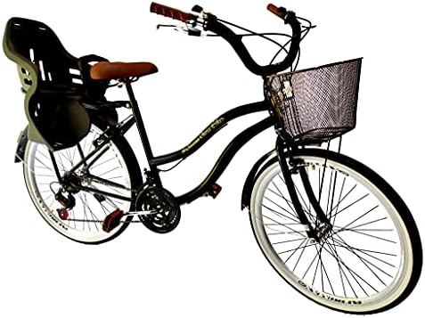 Bicicleta Retrô Aro 26 Cadeirinha Infantil 18 Marchas Preto