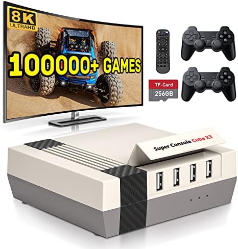 Kinhank Super Console CUBE X3 Retro Video Game Console with 100000+Games,Game Consoles with EmuElec 4.5/Android 9.0/CoreE,8K Output,2.4+5G,BT 4.0,Emulator Console Compatible with PSP/PS1/DC,Best Gifts