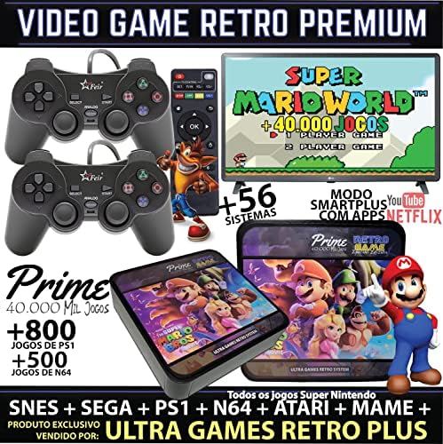 Video Game Retro Edição Especial Filme Super Mario Movie + 40 Mil Jogos + 2 Controles + Brindes