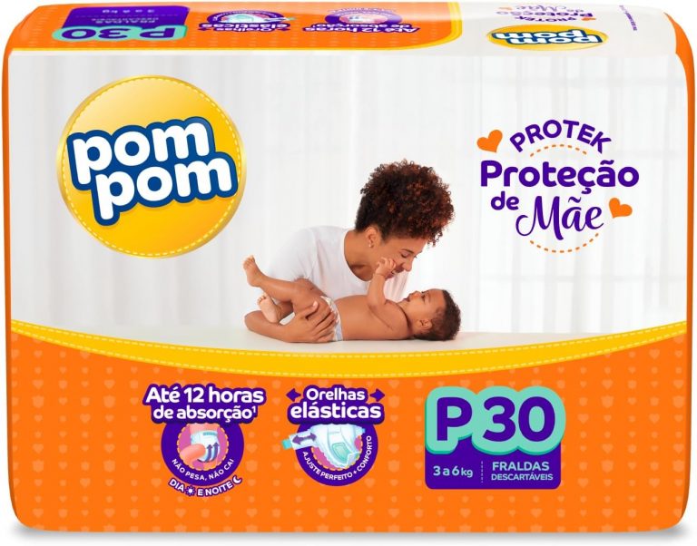 Pom Pom Fralda Protek Proteção De Mãe Jumbo P 30 Unidades