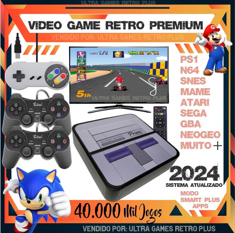 Video Game Retro Premium + 40.000 Mil jogos + 3 Controles