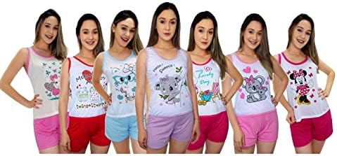 5 Pijamas Baby Doll Feminino Curto Verão Promoção
