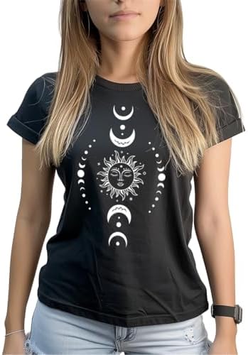 Camiseta Feminina Premium Sol e Fases da Lua