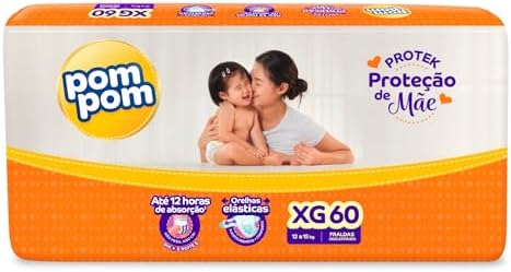 Fralda Pom Pom Protek Proteção de Mãe Hiper XG 60 Unidades