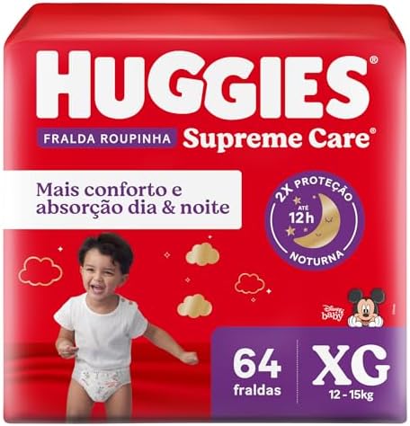 Fralda Huggies Supreme Care Roupinha XG – 64 fraldas