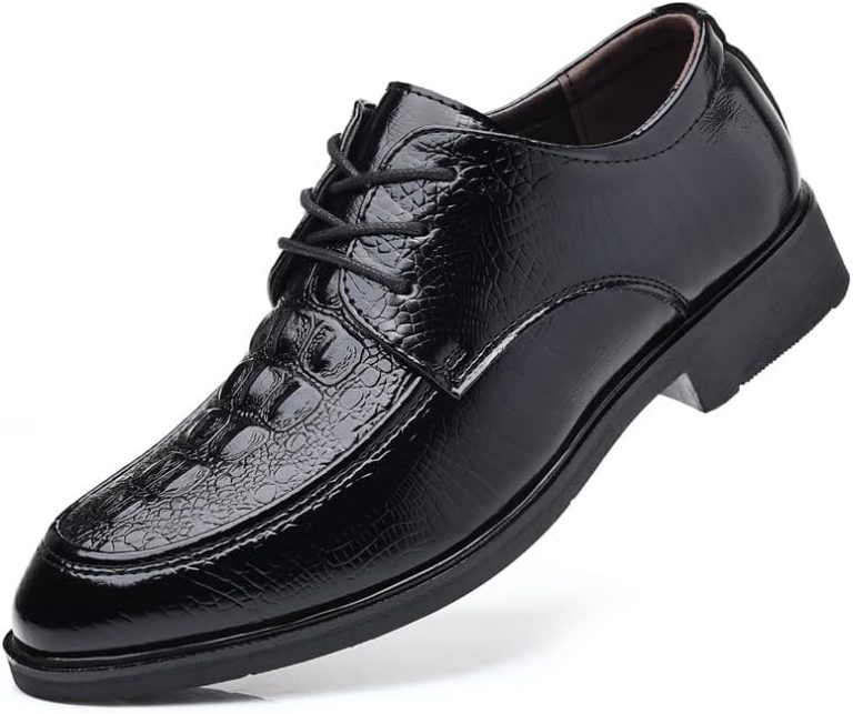 Sapatos de vestido masculino Crocodilo listra padrão de negócios formais Oxfords sapatos casuais de couro Lace Up Derbys sapatos