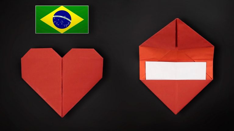 Origami: Coração Cartão – Instruções em Português PT-BR