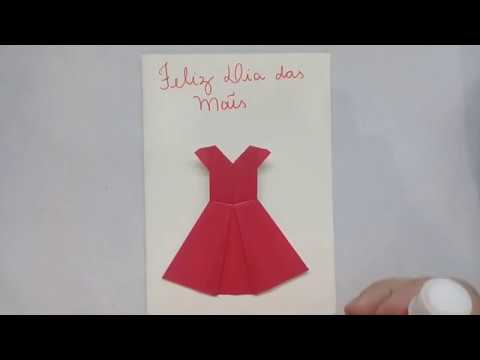 Cartão Dia das Mães com Origami Vestidinho