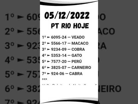 PT RIO HOJE – DEU NO POSTE RESULTADO DO JOGO DO BICHO HOJE 05/12