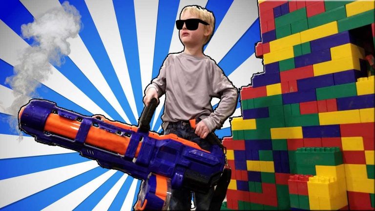 2 Story LEGO FORT Nerf Battle – Parents vs Kids