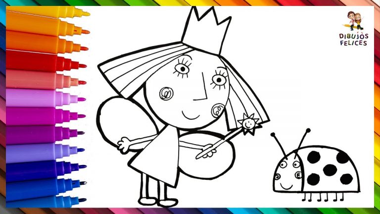 Dibuja y Colorea A Holly Y Gastón Del Pequeño Reino de Ben y Holly 🧚👑🐞  Dibujos Para Niños