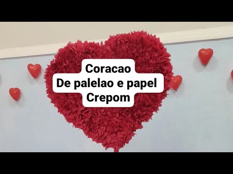 Coracao de papelao com papel crepom – uma opcao linda e economica para decoracao do dia das maes