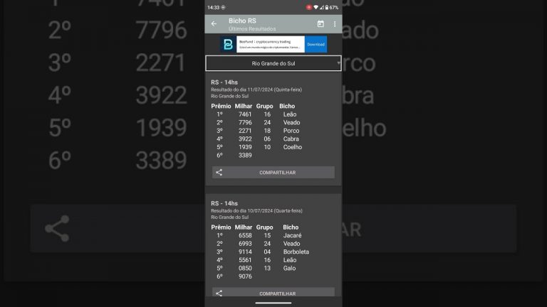 🍀 RESULTADO DO JOGO DO BICHO RIO GRANDE DO SUL DAS 14 HORAS DE HOJE DIA 11.07.24 🍀