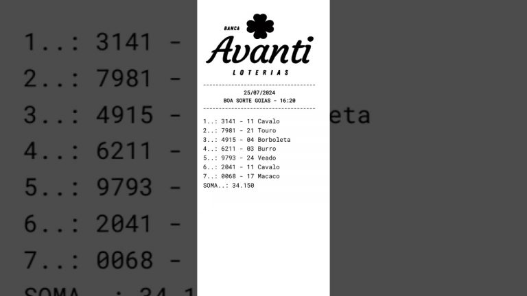 🍀 RESULTADO DO JOGO DO BICHO BOA SORTE GOIÁS DAS 16 HORAS DE HOJE DIA 25.07.24 🍀