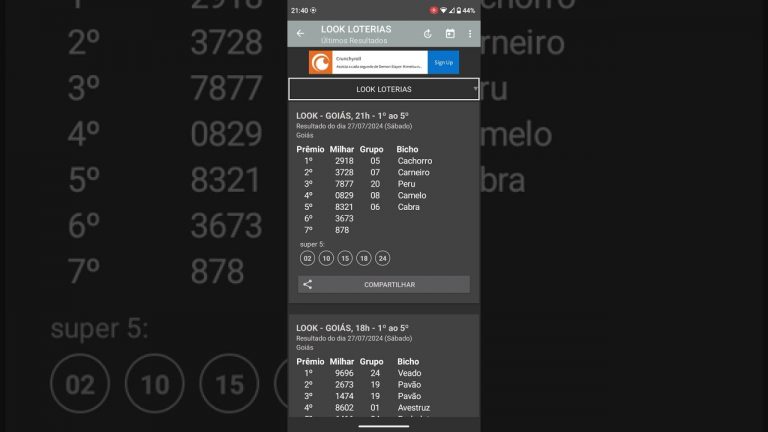 🍀 RESULTADO DO JOGO DO BICHO LOOK GOIÁS DAS 21 HORAS DE HOJE DIA 27.07.24 🍀