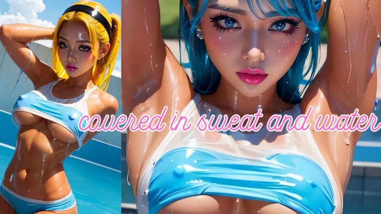 Beautiful women covered in sweat and water｜汗と水にまみれた美女達｜【4K ai art lookbook】