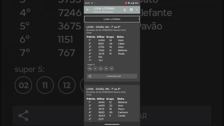 🍀 RESULTADO DO JOGO DO BICHO LOOK GOIÁS DAS 16 HORAS DE HOJE DIA 14.08.24 🍀