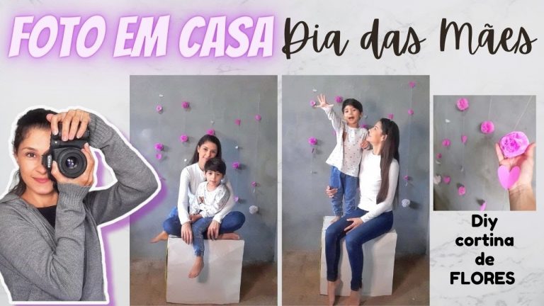 FOTO EM CASA DIAS DAS MÃES / CORTINA DE FLORES FACIL / CENARIO DE FOTO DIA DAS MÃES SIMPLES E FACIL