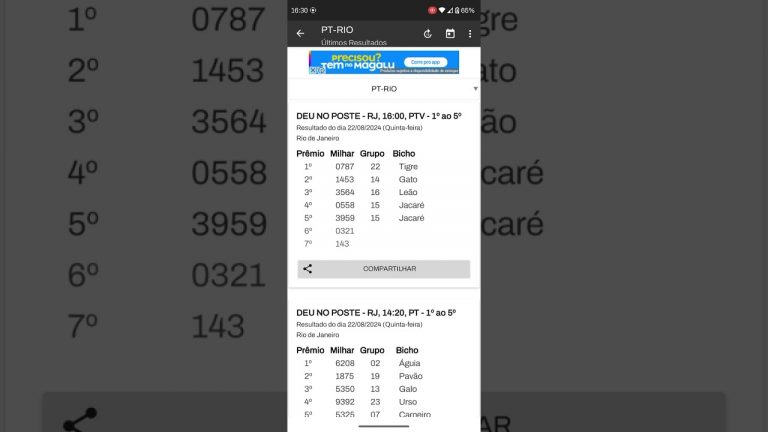 🍀 RESULTADO DO JOGO DO BICHO PTV RIO DAS 16 HORAS DE HOJE DIA 22.08.24 🍀