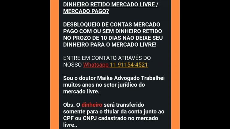 Conta E Dinheiro Bloqueado mercado pago/ mercado livre resolvemos!..