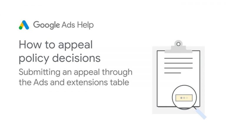 Google Ads Help: How to appeal policy decisions through the Ads and extensions table