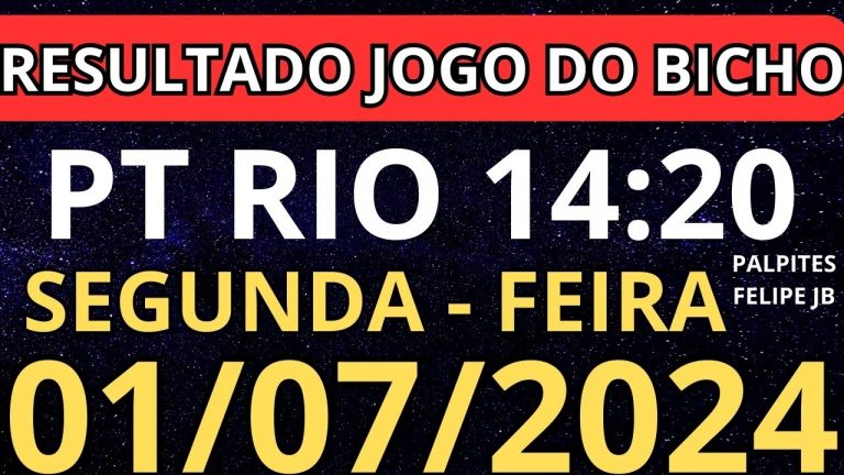 resultado jogo do bicho pt  14:20 ao vivo hoje 01/07/2024 – segunda feira